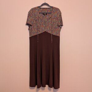 The House of Foxy 1940s reproduction brown and butterflies dress 20 EUC